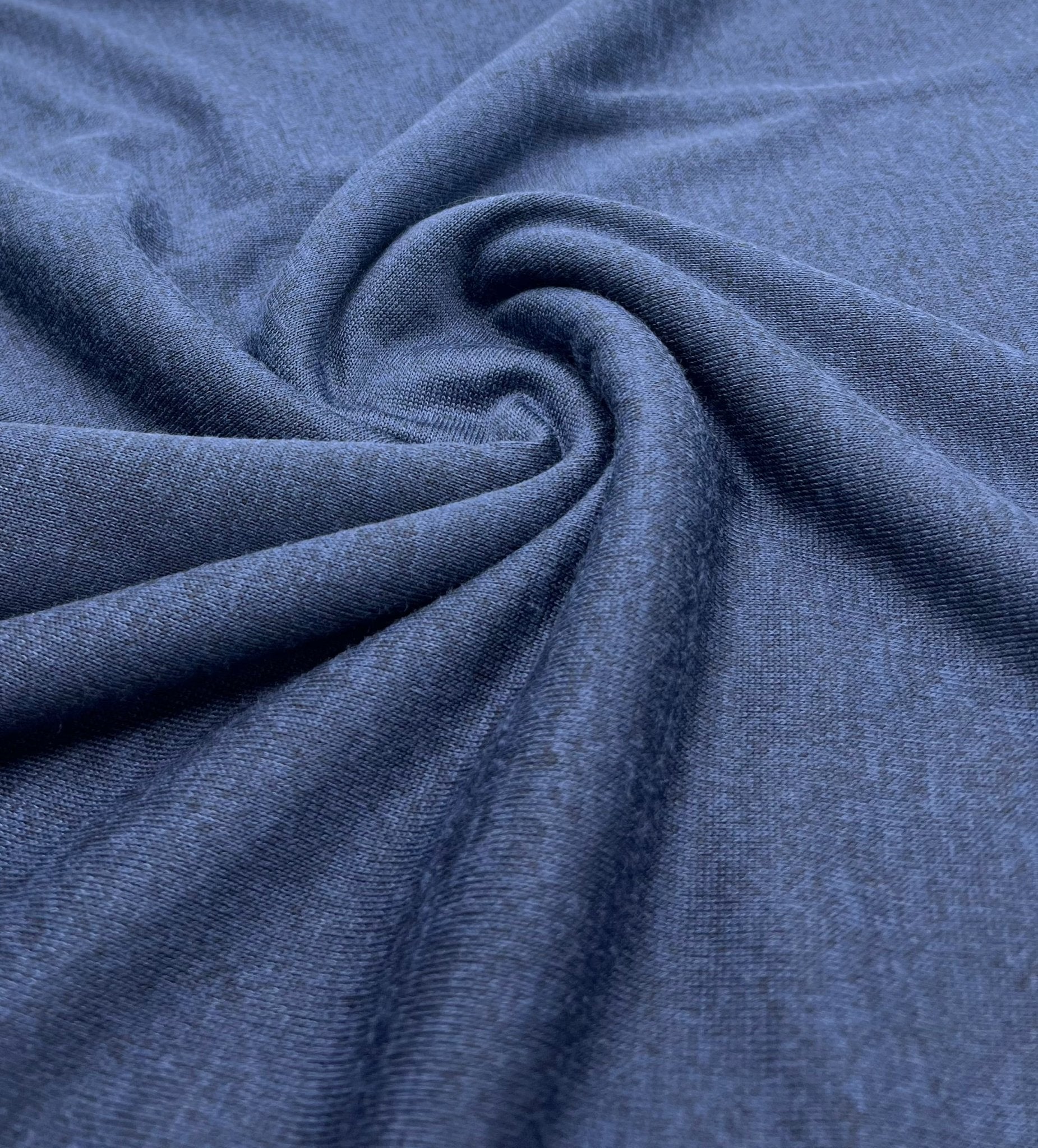 Navy Blue Melange Knit Stretch Fabric - T9 Fabrics